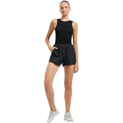Koton dam ribbad ärmlös hållare hals sport bh, Svart (999), M Koton dam ribbad ärmlös hållare hals sport bh, Svart (999), M