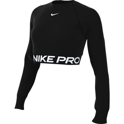 NIKE Dam Top Pro Df 365 Crop Ls, Svart/Vit, FV5484-010, L NIKE Dam Top Pro Df 365 Crop Ls, Svart/Vit, FV5484-010, L