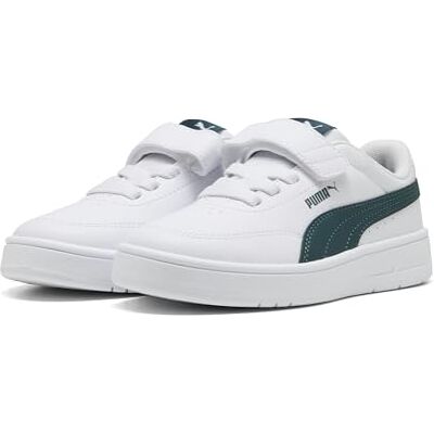 PUMA Unisex Barn Court Classic Clean Ac+ Ps Sneaker, vit grön terräng, 34 EU PUMA Unisex Barn Court Classic Clean Ac+ Ps Sneaker, vit grön terräng, 34 EU
