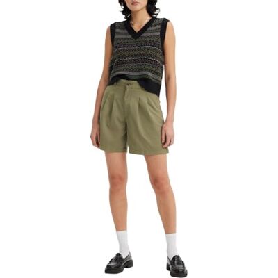 Levi's dam PLEATED BYXOR TRÖJA Prickade byxor korta gröna Levi's dam PLEATED BYXOR TRÖJA Prickade byxor korta gröna