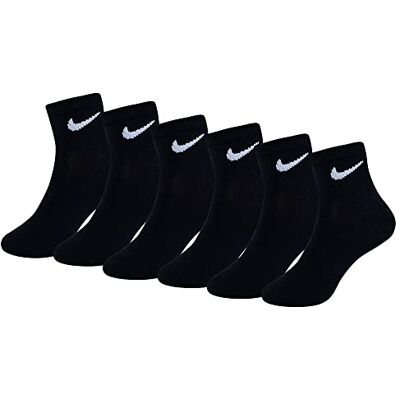 NIKE Colorful Pack Quarter Strumpor för barn, Black, 4/5 År NIKE Colorful Pack Quarter Strumpor för barn, Black, 4/5 År