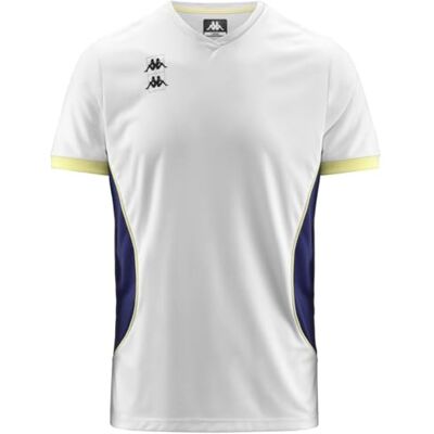 Kappa Kombat Padel Ghino Bekväm och snygg teknisk T-shirt, Vit, Twilight Blue och Gul L, Storlek XL Kappa Kombat Padel Ghino Bekväm och snygg teknisk T-shirt, Vit, Twilight Blue och Gul L, Storlek XL