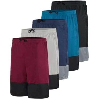 Real Essentials : Men’s 5 Pack 9" Mesh Shorts – Athletic Gym, Workout, Basketball, Running, Casual Lounge Activewear Pockets, Set 12, S Real Essentials : Men’s 5 Pack 9" Mesh Shorts – Athletic Gym, Workout, Basketball, Running, Casual Lounge Activewear Pockets, Set 12, S