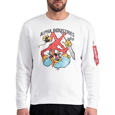 Alpha Industries Fighter Squadron Sweatshirt för män White Alpha Industries Fighter Squadron Sweatshirt för män White
