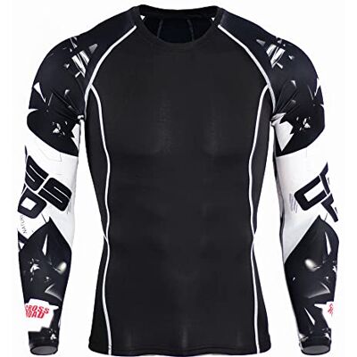 CM-Kid Män Långärmad Solskydd Snabb Torr Anti Lös Stretch Surf Shirt UV UPF 50+ XXL, Svart-ärm Vit, XXL CM-Kid Män Långärmad Solskydd Snabb Torr Anti Lös Stretch Surf Shirt UV UPF 50+ XXL, Svart-ärm Vit, XXL