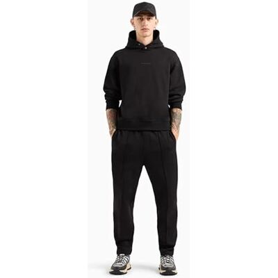 Giorgio Armani Grid, Sustainable, tryckt logotyp bokstäver sweatpants, svart, XS Giorgio Armani Grid, Sustainable, tryckt logotyp bokstäver sweatpants, svart, XS