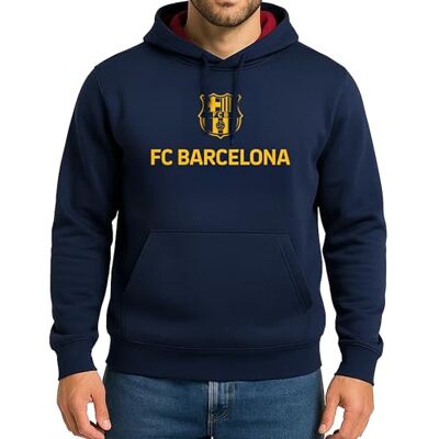 Icon Sports FC Barcelona Officially Licensed Barça Adult Men's Pullover Hooded Sweatshirt, Large Navy Blue Icon Sports FC Barcelona Officially Licensed Barça Adult Men's Pullover Hooded Sweatshirt, Large Navy Blue
