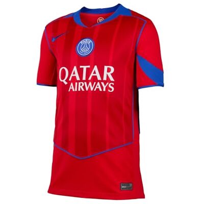 NIKE Barn Paris Saint-Germain Dri-FIT Jersey SS Stadium 3rd, Global röd/Sport röd/Hyper Royal, 158/170 NIKE Barn Paris Saint-Germain Dri-FIT Jersey SS Stadium 3rd, Global röd/Sport röd/Hyper Royal, 158/170