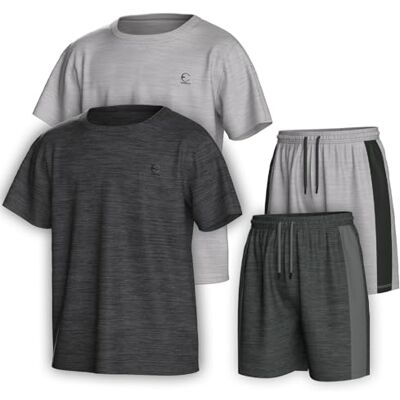 Essenclo Pojkar Kläder Set Tagless Loose Athletic Performance Crew Neck T-shirt och korta kläder Storlek 3-16 (4 delar), Set-1, 11-12 Essenclo Pojkar Kläder Set Tagless Loose Athletic Performance Crew Neck T-shirt och korta kläder Storlek 3-16 (4 delar), Set-1, 11-12