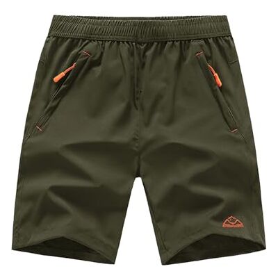 TBMPOY Men's 7" Hiking Running Shorts with Pockets Athletic Outdoor Sports Gym Workout Short Zipper Pockets ArmyGreen M TBMPOY Men's 7" Hiking Running Shorts with Pockets Athletic Outdoor Sports Gym Workout Short Zipper Pockets ArmyGreen M