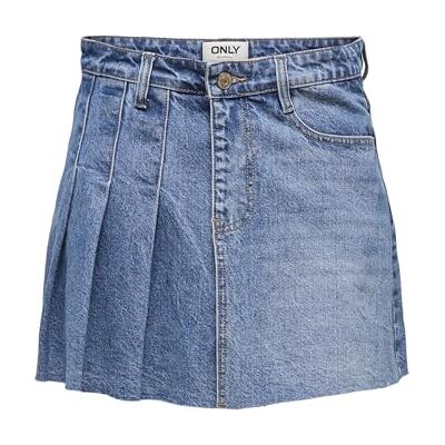 ONLY Dam Onlkadie Reg Pleat DNM Skort Mae, Ljusblå denim, L ONLY Dam Onlkadie Reg Pleat DNM Skort Mae, Ljusblå denim, L