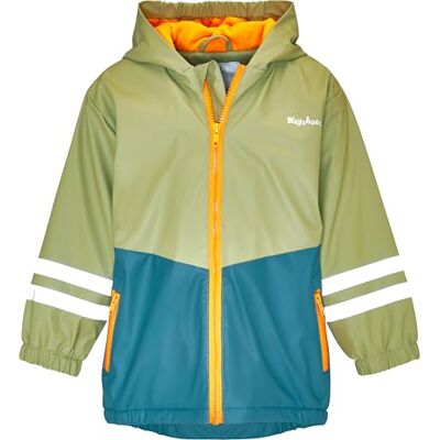 Playshoes Regnjacka, fleecefoder, Oliv/Petrol, 80 Playshoes Regnjacka, fleecefoder, Oliv/Petrol, 80