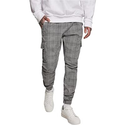 Urban Classics herr Aop Glencheck Cargo Jog Pants Byxor, vit/svart, S Urban Classics herr Aop Glencheck Cargo Jog Pants Byxor, vit/svart, S