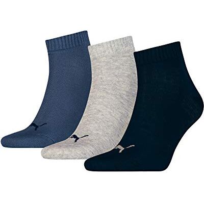 PUMA Unisex kvartsstrumpor, Marinblå/grå/blå, 42 PUMA Unisex kvartsstrumpor, Marinblå/grå/blå, 42
