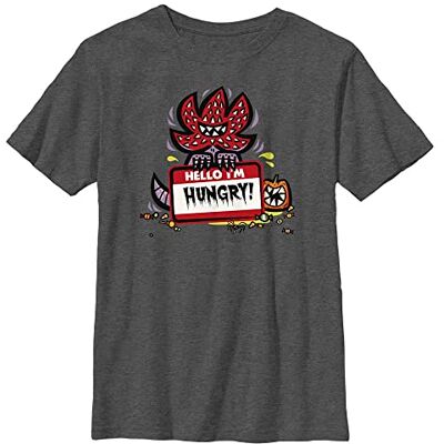Stranger Things Unisex barn Hungry kortärmad T-shirt, Dark Heather Grey, en storlek, Mörkgrå, one size Stranger Things Unisex barn Hungry kortärmad T-shirt, Dark Heather Grey, en storlek, Mörkgrå, one size