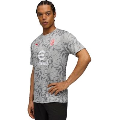 A.C. Milan Prematch Jersey, Pre-Match Race-tröja, säsong 2025/2026, officiell produkt, vuxen, Grå, XS A.C. Milan Prematch Jersey, Pre-Match Race-tröja, säsong 2025/2026, officiell produkt, vuxen, Grå, XS