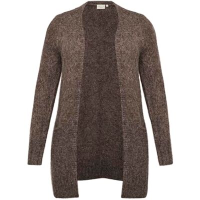 Kaffe Curve Plusstorlek dam öppen kofta lång ärm vanlig passform fickor dam, Java Melange, XL stor Kaffe Curve Plusstorlek dam öppen kofta lång ärm vanlig passform fickor dam, Java Melange, XL stor