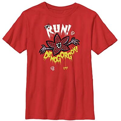 Stranger Things Unisex barn Run Away kortärmad T-shirt, röd, en storlek, röd, S Stranger Things Unisex barn Run Away kortärmad T-shirt, röd, en storlek, röd, S
