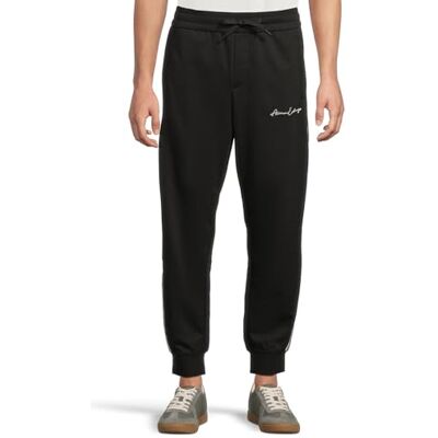 Giorgio Armani Herr signaturlogotyp stretch poly viskos joggingbyxor byxor sweatpants, svart, XL Giorgio Armani Herr signaturlogotyp stretch poly viskos joggingbyxor byxor sweatpants, svart, XL