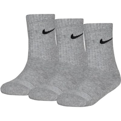 NIKE Df Performance Basic Crew Strumpor för barn, Dk Grey Heather, 4/5 År NIKE Df Performance Basic Crew Strumpor för barn, Dk Grey Heather, 4/5 År