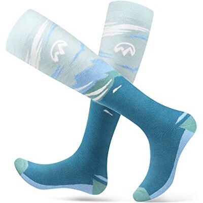 OutdoorMaster Skidstrumpor, 2-pars-pack skidåkning och snowboard termiska strumpor för kvinnor med OTC-design med halkfri manschett OutdoorMaster Skidstrumpor, 2-pars-pack skidåkning och snowboard termiska strumpor för kvinnor med OTC-design med halkfri manschett