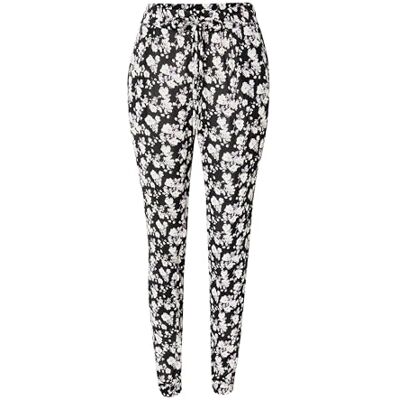 KAFFE kvinnors tryck joggers yoga byxor lounge byxor dam, Svart Chalk/lila blomma, 32 KAFFE kvinnors tryck joggers yoga byxor lounge byxor dam, Svart Chalk/lila blomma, 32