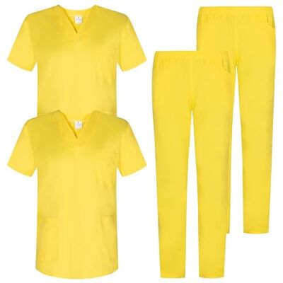 MISEMIYA Pack * 2 st Sjukvårdshus och panton Unisex Medicinska sanitära uniformer 2-817-8312, Gul, L MISEMIYA Pack * 2 st Sjukvårdshus och panton Unisex Medicinska sanitära uniformer 2-817-8312, Gul, L