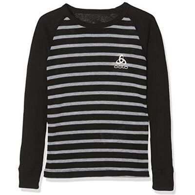 Odlo barn Bl Top Crew Neck L/S Active Warm Kids undertröja black grey melange stripes 104 Odlo barn Bl Top Crew Neck L/S Active Warm Kids undertröja black grey melange stripes 104