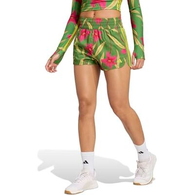 adidas Kobiety x FARM PIO PACER SHORTS, crew green/bahia magenta/unity lime, XS adidas Kobiety x FARM PIO PACER SHORTS, crew green/bahia magenta/unity lime, XS