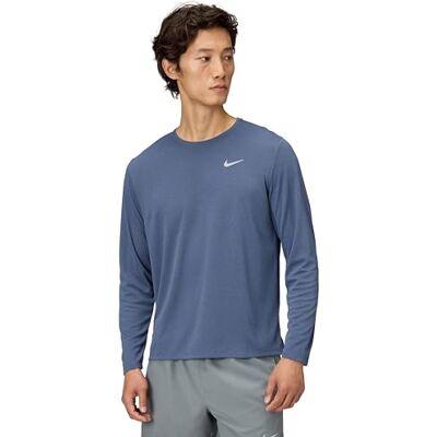 NIKE Miler Dri-Fit Uv långärmad löpartopp för män, diffused blå/reflekterande silv, FB7070-491, M NIKE Miler Dri-Fit Uv långärmad löpartopp för män, diffused blå/reflekterande silv, FB7070-491, M