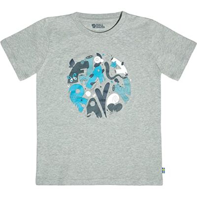 Fjällräven Kids Forest Findings T-shirt för pojkar, unisex, Gråmelerad, 128 Fjällräven Kids Forest Findings T-shirt för pojkar, unisex, Gråmelerad, 128