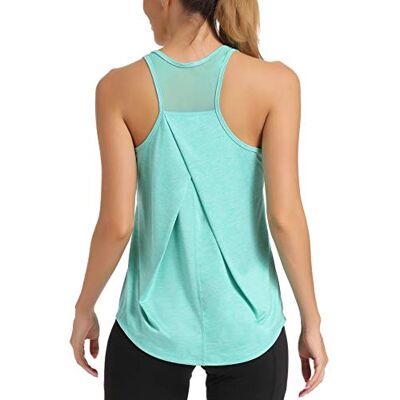 Aeuui Damträningstoppar, racerback-tanktoppar, nättyg, yogaskjortor, atletisk löparlinne, ärmlös, fitnesskläder, Grön, S Aeuui Damträningstoppar, racerback-tanktoppar, nättyg, yogaskjortor, atletisk löparlinne, ärmlös, fitnesskläder, Grön, S