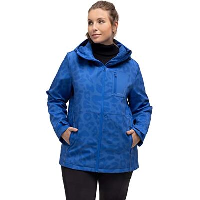 Ulla Popken dam hyprar softshell, fashionabla leo mönster, vattenavvisande, ventilerande jackor, Kungsblå, 42-44 Ulla Popken dam hyprar softshell, fashionabla leo mönster, vattenavvisande, ventilerande jackor, Kungsblå, 42-44