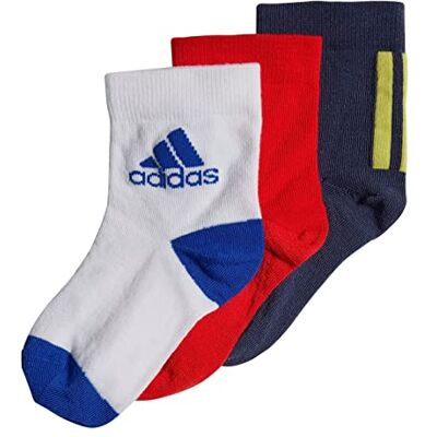 adidas Unisex ankelstrumpor för barn, 3 par, shanav/vivred/vit, HM2313, storlek KM adidas Unisex ankelstrumpor för barn, 3 par, shanav/vivred/vit, HM2313, storlek KM