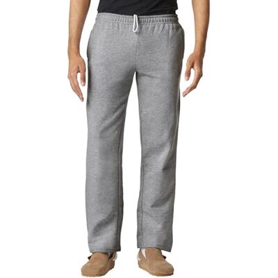 Gildan unisex fleece-joggingbyxor med öppet benslut och fickor, modell G18300, Sport grå, S Gildan unisex fleece-joggingbyxor med öppet benslut och fickor, modell G18300, Sport grå, S