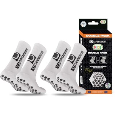 Tapedesign – dubbelpack allroundstrumpor barn – 2 par halkfria fotbollsstrumpor för barn – perfekt grepp och komfort – halkfria sportstrumpor för träning och lek Tapedesign – dubbelpack allroundstrumpor barn – 2 par halkfria fotbollsstrumpor för barn – perfekt grepp och komfort – halkfria sportstrumpor för träning och lek