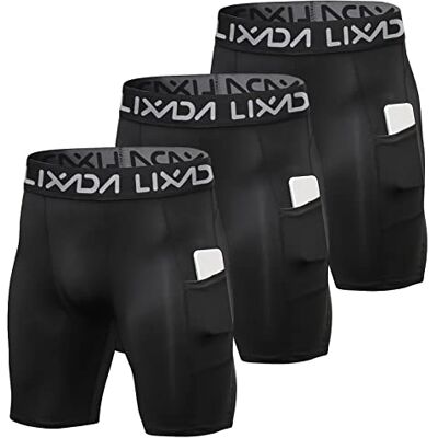 Lixada 3-pack prestanda kompressionsstrumpor aktiv träning underkläder baslager tights korta leggings All Black(with Pockets) XL Lixada 3-pack prestanda kompressionsstrumpor aktiv träning underkläder baslager tights korta leggings All Black(with Pockets) XL