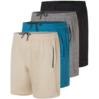 Real Essentials 4 Pack: Men's Mesh 7"/ 5"/ 3" Athletic Zipper Shorts Workout Gym Running Basketball (Big and Tall Available) Set 10, L Real Essentials 4 Pack: Men's Mesh 7"/ 5"/ 3" Athletic Zipper Shorts Workout Gym Running Basketball (Big and Tall Available) Set 10, L