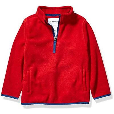 Amazon Essentials pojkar Polar Fleece Quarter-Zip Pullover Jacka, Röd, S Amazon Essentials pojkar Polar Fleece Quarter-Zip Pullover Jacka, Röd, S