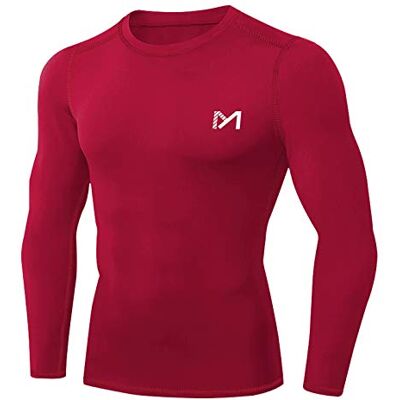 MEETYOO Kompressionsskjorta för män, baslager topp långärmad t-shirt sportutrustning fitness tights för löpning gym träning, Röd-1, XXL MEETYOO Kompressionsskjorta för män, baslager topp långärmad t-shirt sportutrustning fitness tights för löpning gym träning, Röd-1, XXL