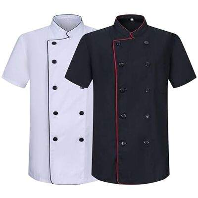 MISEMIYA – 2 pack enheter – kockjackor gentleman med korta ärmar – Ref.8421, Svart-vit, L MISEMIYA – 2 pack enheter – kockjackor gentleman med korta ärmar – Ref.8421, Svart-vit, L