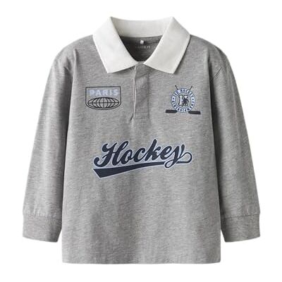 NAME IT Nmmsido Ls Nreg Polo Top, Grå melange, 92 NAME IT Nmmsido Ls Nreg Polo Top, Grå melange, 92