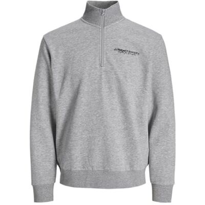 JJ REBEL Jrebzack Sweat halv dragkedja, Ljusgrå melange, XL JJ REBEL Jrebzack Sweat halv dragkedja, Ljusgrå melange, XL