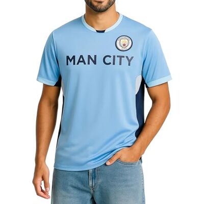 Icon Sports Herr UEFA Champions League fotbollströja, kortärmad, Man City Wordmark auf der Vorderseite, M Icon Sports Herr UEFA Champions League fotbollströja, kortärmad, Man City Wordmark auf der Vorderseite, M
