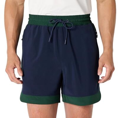 Amazon Essentials atletisk prestanda för män stretch kontrast vävd gym träningsshorts med 15 cm innersöm, Grön/marinblå, M Amazon Essentials atletisk prestanda för män stretch kontrast vävd gym träningsshorts med 15 cm innersöm, Grön/marinblå, M