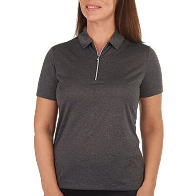 Callaway Golfpikétröja för kvinnor med kort dragkedja, melerad, kortärmad golftröja, fläckig svart, XL Callaway Golfpikétröja för kvinnor med kort dragkedja, melerad, kortärmad golftröja, fläckig svart, XL
