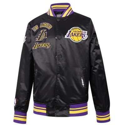 Pro Standard Unisex barn NBA Retro Classics Bb Rib Satin jacka, svart/violett, small, Svart/lila, S Pro Standard Unisex barn NBA Retro Classics Bb Rib Satin jacka, svart/violett, small, Svart/lila, S