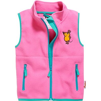 Playshoes Unisex barn fleece väst utomhus topp, pink the mouse, 80 Playshoes Unisex barn fleece väst utomhus topp, pink the mouse, 80