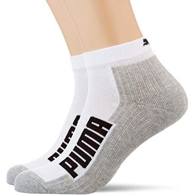 PUMA Unisex Bwt vadderade kvartsstrumpor, Vit/grå/svart, 46 EU PUMA Unisex Bwt vadderade kvartsstrumpor, Vit/grå/svart, 46 EU