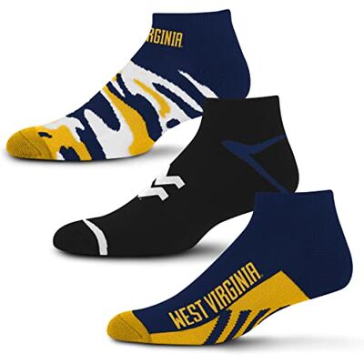 For Bare Feet NCAA West Virginia Mountaineers CAMO Boom 3-pack ankelstrumpa lagfärger Large For Bare Feet NCAA West Virginia Mountaineers CAMO Boom 3-pack ankelstrumpa lagfärger Large